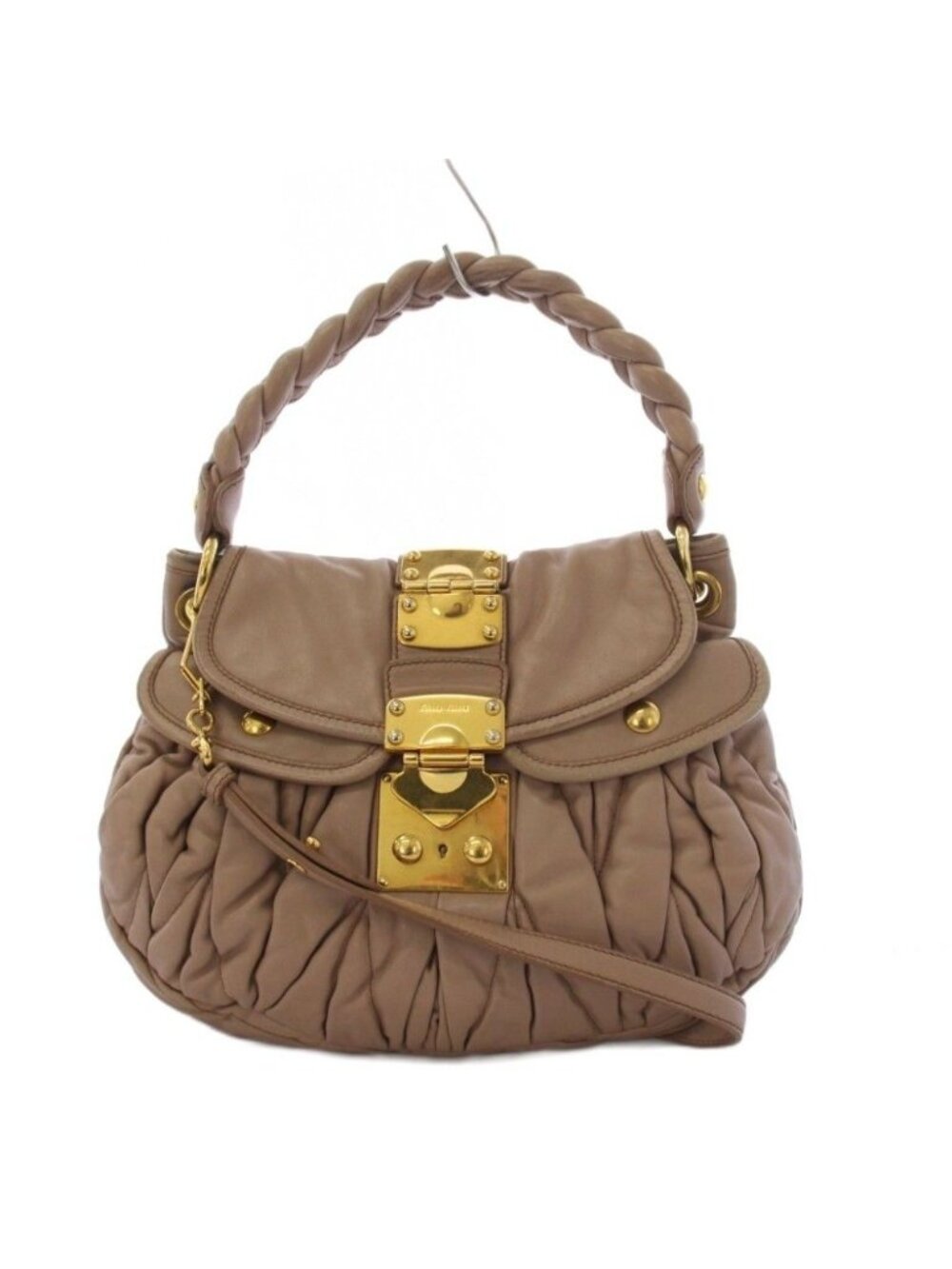 Miu Miu Matelasse 2-Way Shoulder Bag Leather Pink